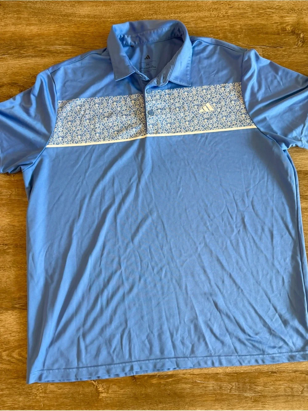 Adidas Men’s 2XL golf Polo Performance Shirt Short Sleeve Floral Blue Hawaiian